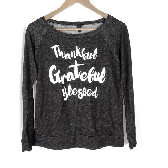 Lovely Souls Tops - Women's Graphic Print Breezy Pullover Sweater Thankful Grateful Blessed